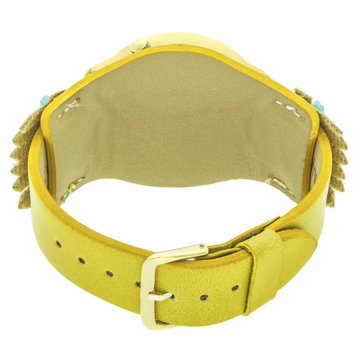 Boum Originaire Marbleizied-Dial Leather-Band Watch w/ Fringed Sheath - Gold/Goldenrod - BOUBM4002