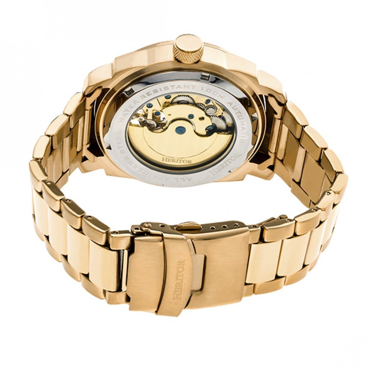 Heritor Automatic Helmsley Semi-Skeleton Bracelet Watch - Gold/White - HERHR5003