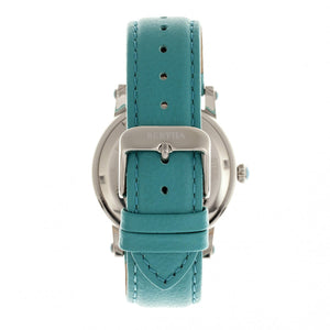 Bertha Chelsea MOP Leather-Band Ladies Watch - Silver/Turquoise - BTHBR4901