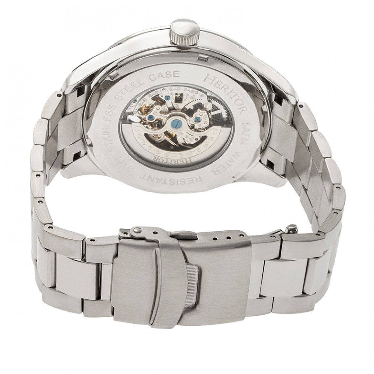 Heritor Automatic Crew Semi-Skeleton Bracelet Watch - Silver - HERHR7001