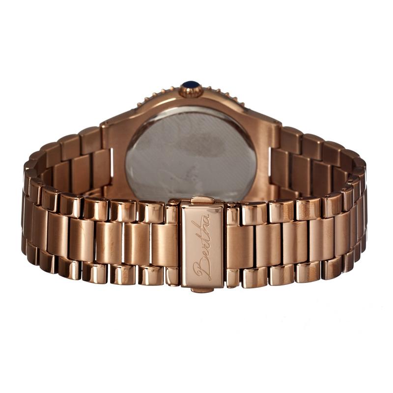 Bertha Millicent MOP Ladies Swiss Bracelet Watch - Rose Gold/Black - BTHBR2706