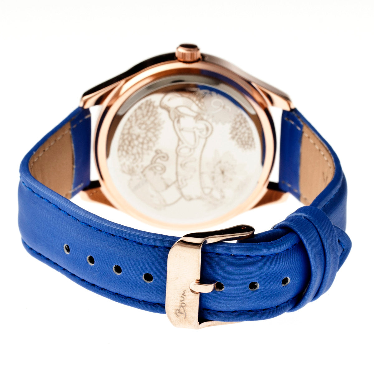 Boum Chic Mirror-Dial Leather-Band Ladies Watch - Rose Gold/Blue - BOUBM2004