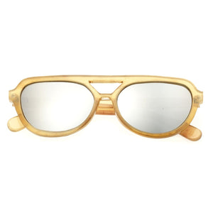 Bertha Brittany Buffalo-Horn Polarized Sunglasses - Honey/Silver - BRSBR005C