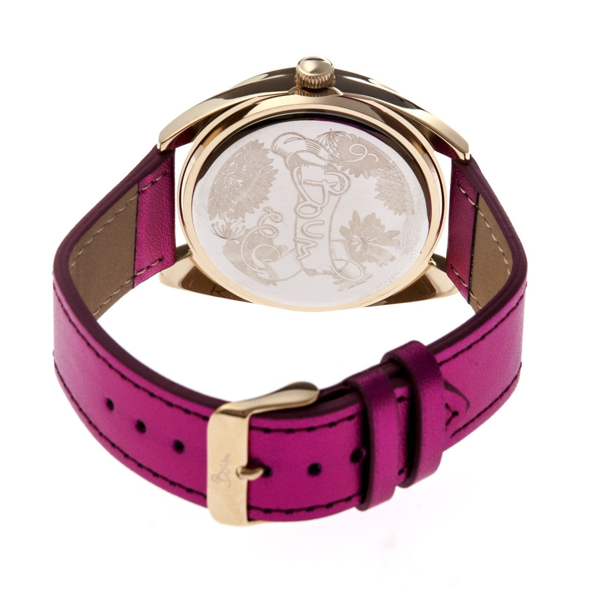 Boum Etoile Glitter-Dial Leather-Band Ladies Watch - Gold/Pink - BOUBM3103