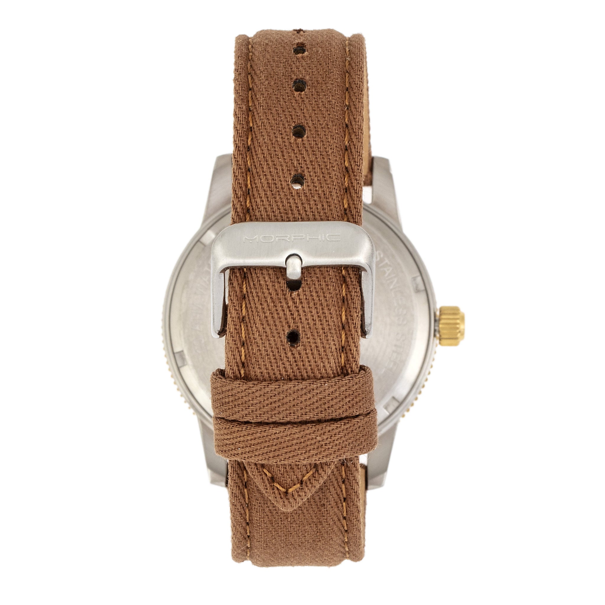 Morphic M85 Series Canvas-Overlaid Leather-Band Watch - Gold/Brown - MPH8501