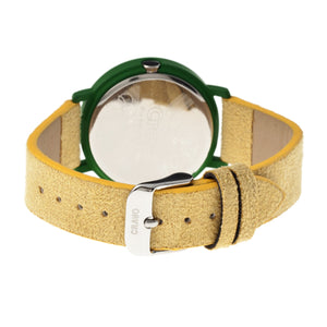 Crayo Slice Of Time Suede-Band Ladies Watch - Green/Yellow - CRACR2104