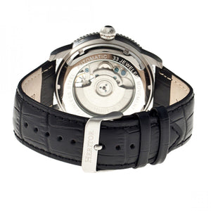 Heritor Automatic Piccard Semi-Skeleton Leather-Band Watch - Silver/Black - HERHR2002
