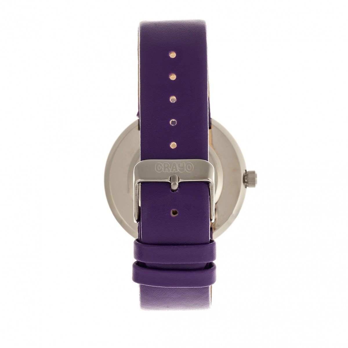 Crayo Button Leather-Band Unisex Watch w/ Day/Date - Purple - CRACR0201