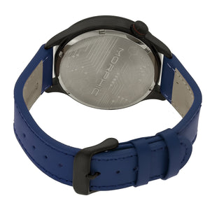 Morphic M44 Series Dual-Time Leather-Band Watch w/ Retrograde Date - Black/Blue - MPH4405