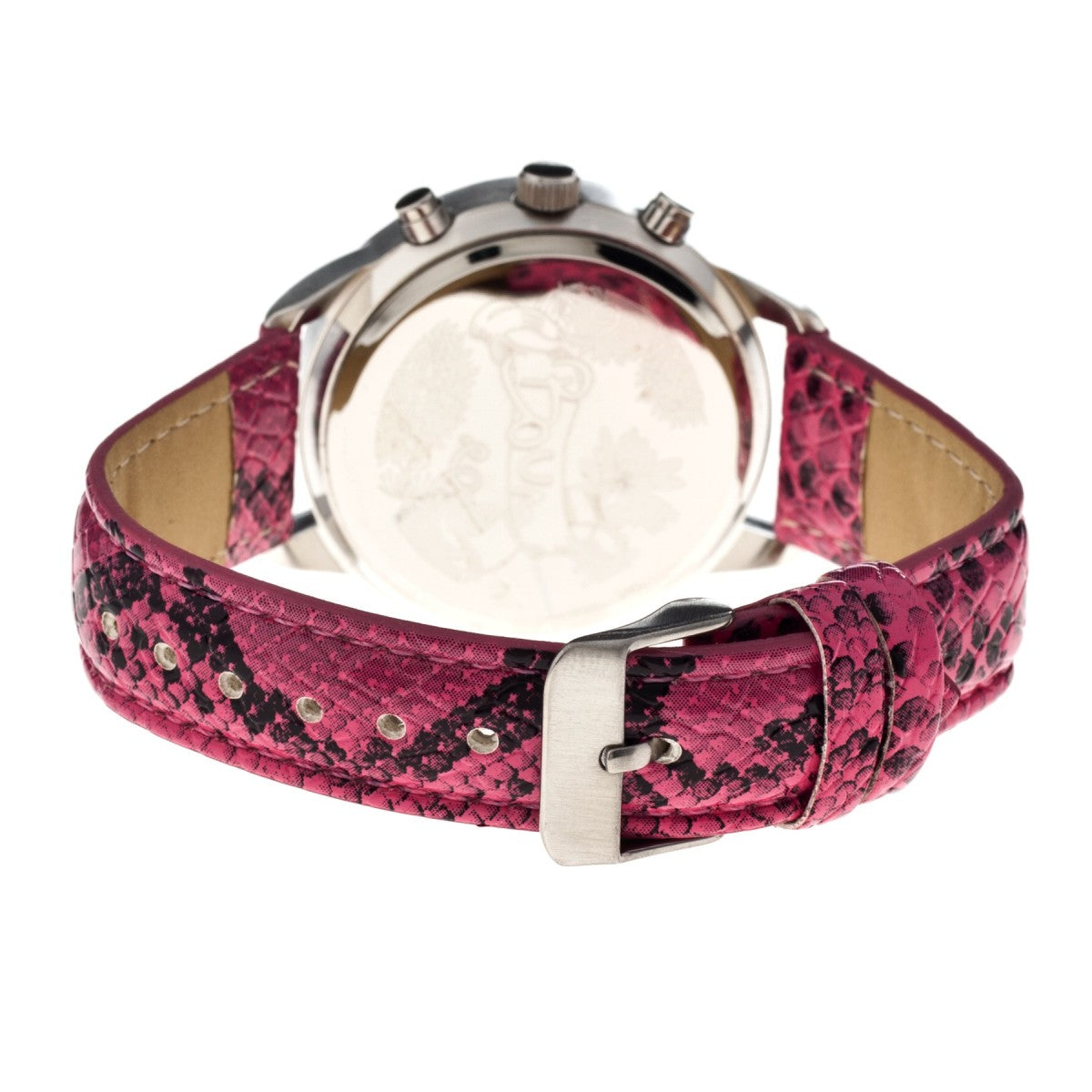 Boum Serpent Leather-Band Ladies Watch w/ Day/Date - Silver/Pink - BOUBM2403