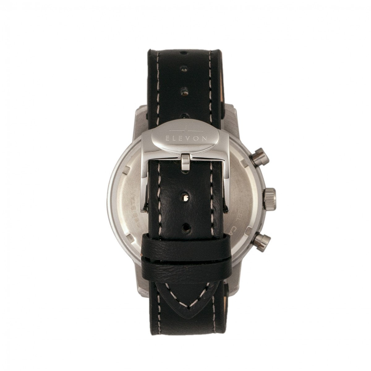 Elevon Langley Chronograph Leather-Band Watch w/ Date - Silver/Black - ELE103-1