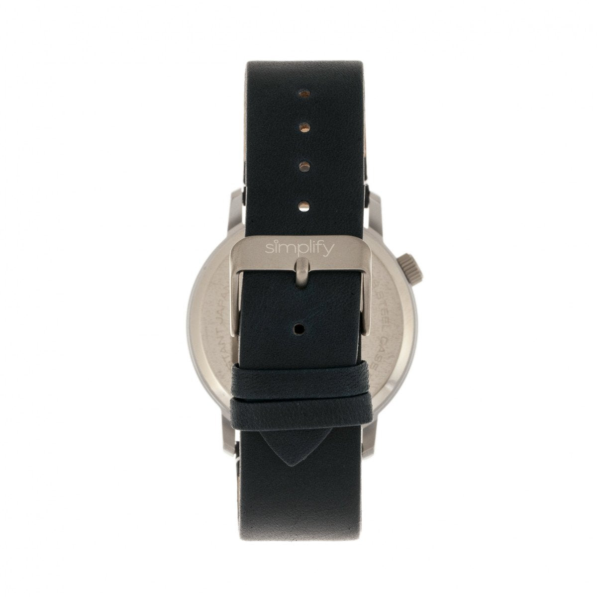 Simplify The 5500 Leather-Band Watch - Silver/Blue - SIM5501