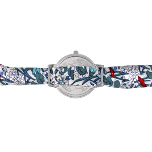 Boum Arc Floral-Print Wrap Watch - Silver/White - BOUBM5005