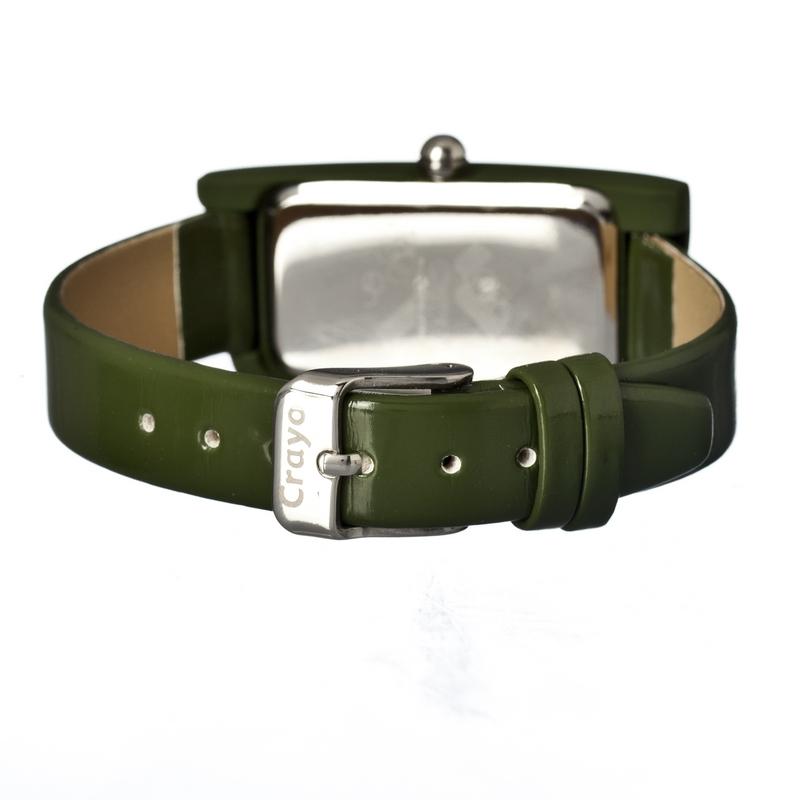 Crayo Angles Leather-Band Ladies Watch w/Date - Olive - CRACR0408