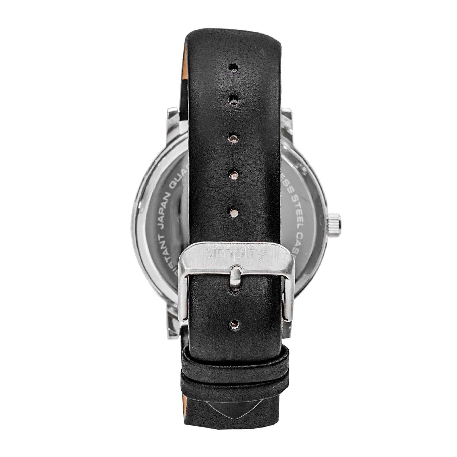 Simplify The 7000 Leather-Band Watch - Silver/Black - SIM7001