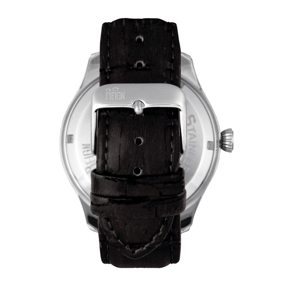 Reign Gustaf Automatic Leather-Band Watch - Black/Silver - REIRN1501