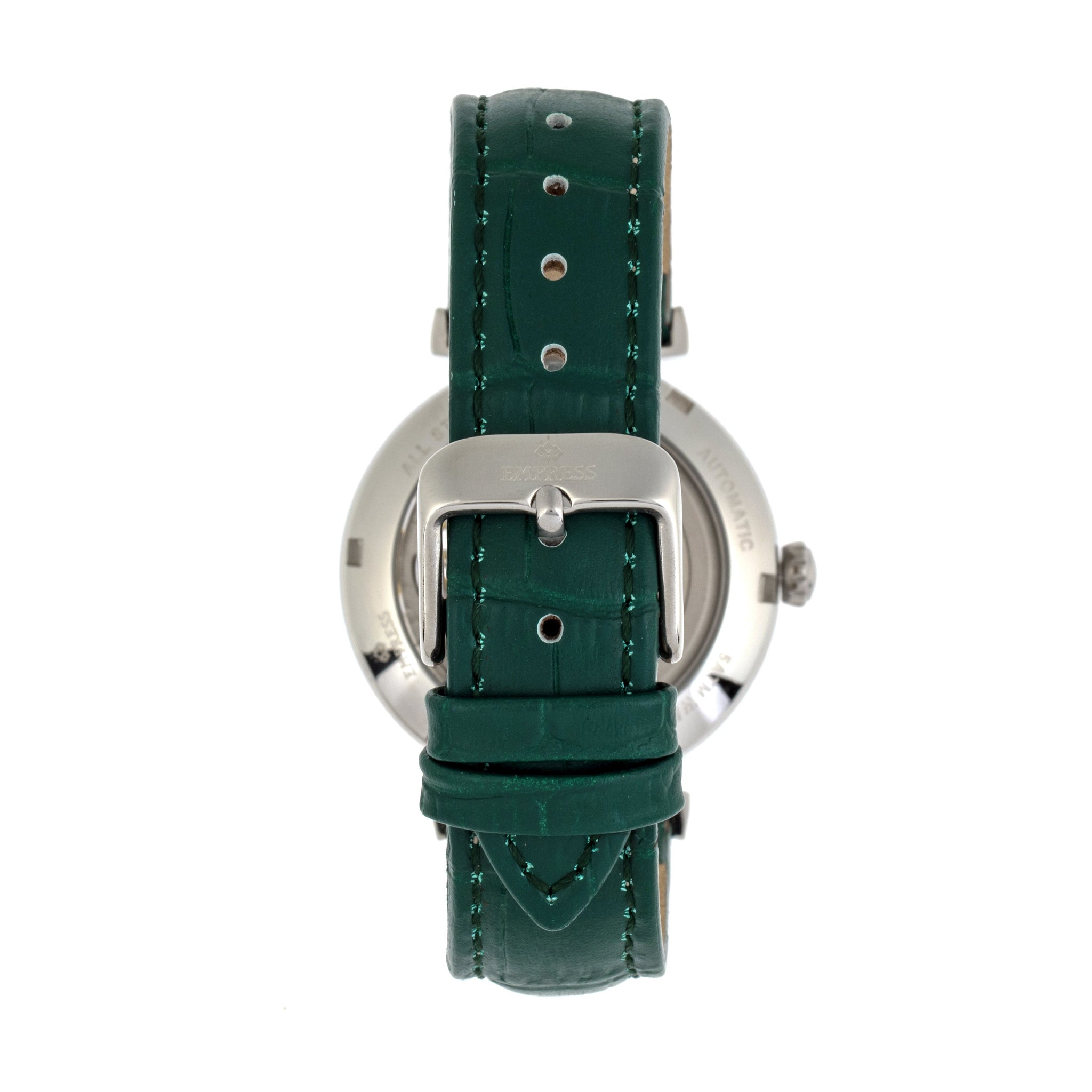Empress Edith Semi-Skeleton Leather-Band Watch - Green - EMPEM3302