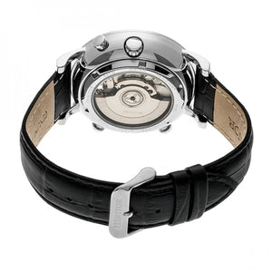 Heritor Automatic Edmond Leather-Band Watch w/Date - Silver/Black - HERHR6202
