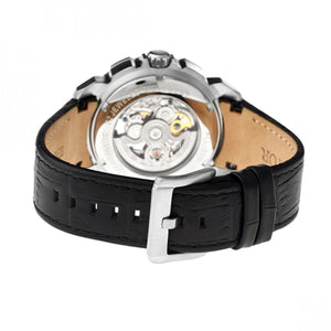 Heritor Automatic Conrad Skeleton Leather-Band Watch - Silver/Black - HERHR2504