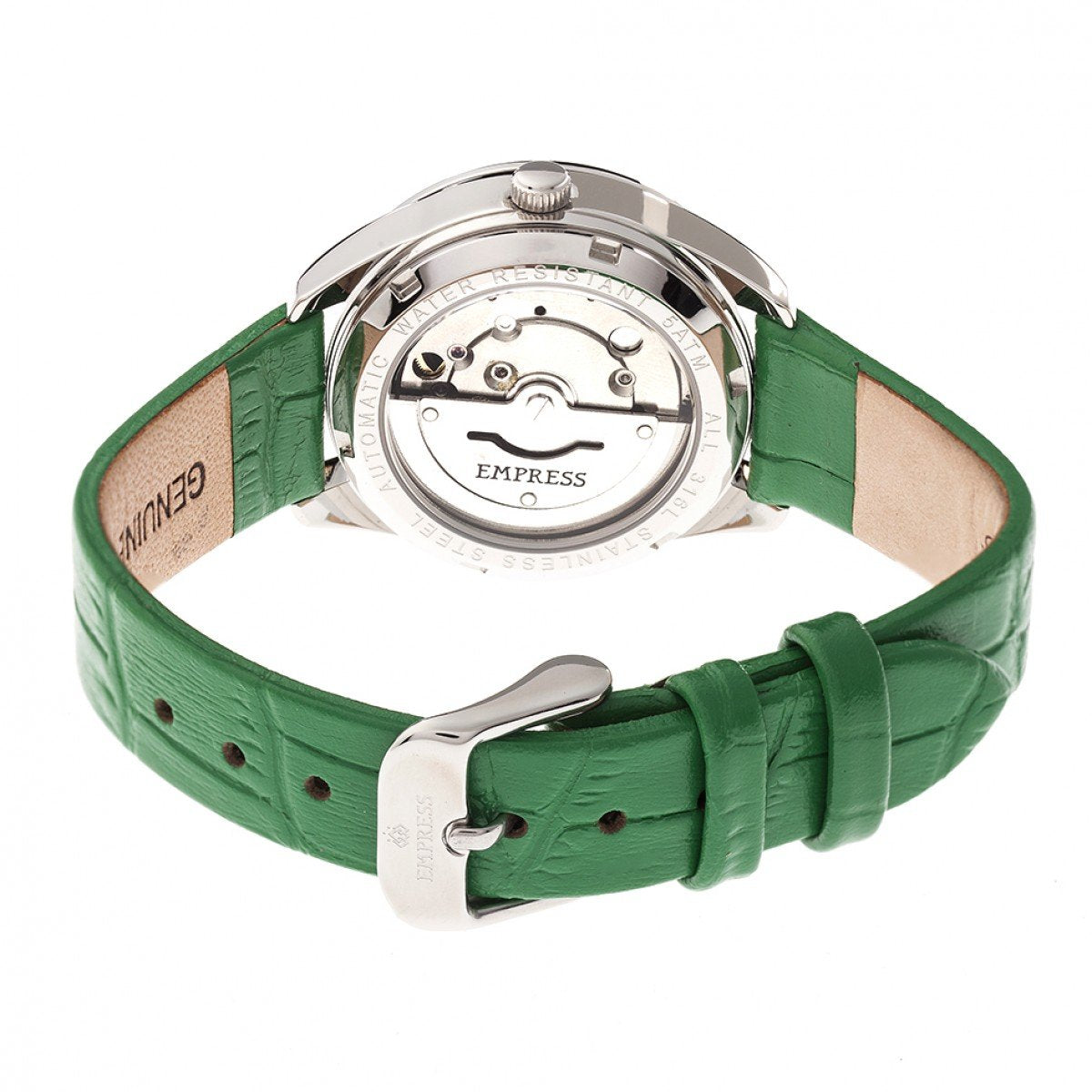 Empress Messalina Automatic MOP Leather-Band Watch w/Date - Green - EMPEM2402