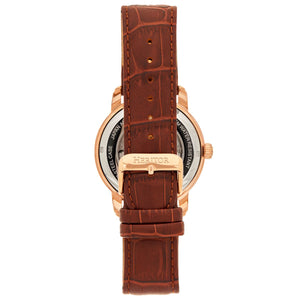 Heritor Automatic Protégé Leather-Band Watch w/Date - Rose Gold/Brown - HERHS2905