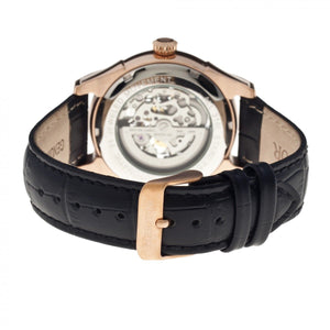 Heritor Automatic Nicollier Skeleton Leather-Band Watch - Rose Gold/Black - HERHR1905