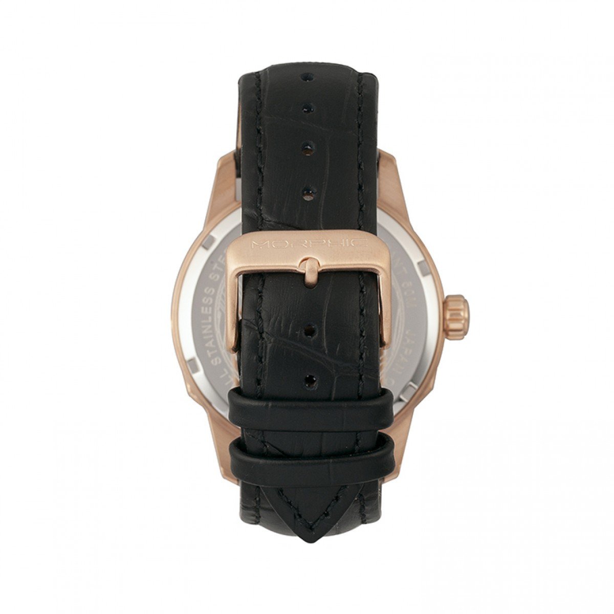 Morphic M56 Series Leather-Band Watch w/Date - Rose Gold/Black - MPH5604