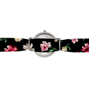 Boum Arc Floral-Print Wrap Watch - Silver/Black - BOUBM5006
