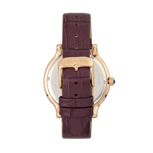 Bertha Cora Crystal-Encrusted Leather-Band Watch - Plum - BTHBR6005