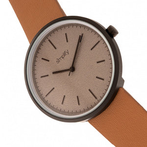 Simplify The 3000 Leather-Band Watch - Camel - SIM3007