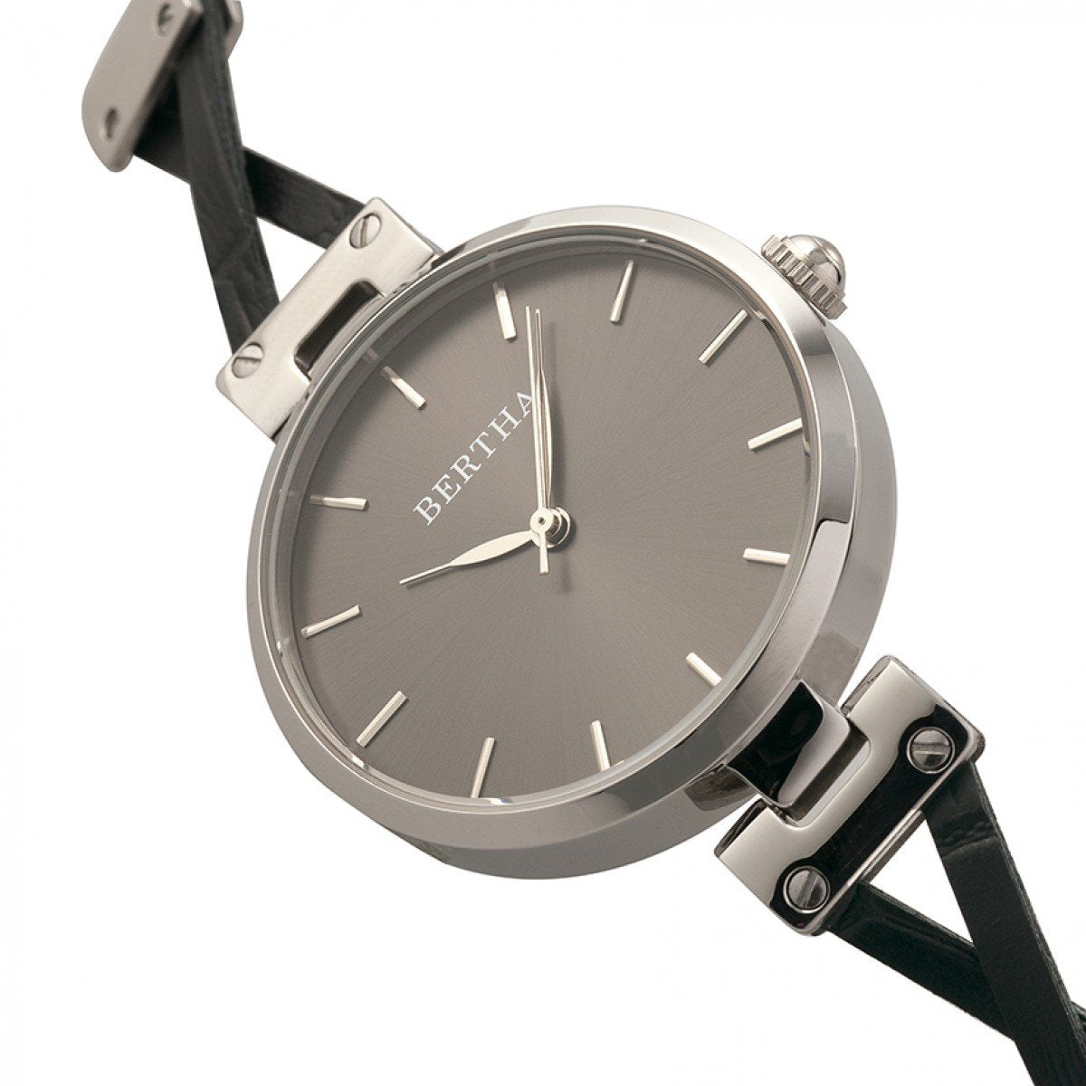 Bertha Amanda Criss-Cross Bracelet Watch - Silver/Black - BTHBR7602