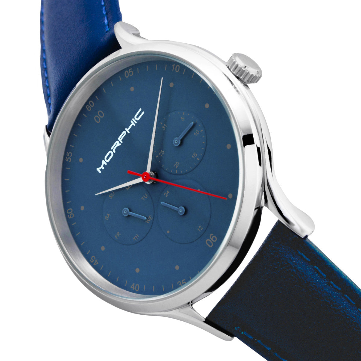 Morphic M65 Series Leather-Band Watch w/Day/Date - Blue - MPH6506