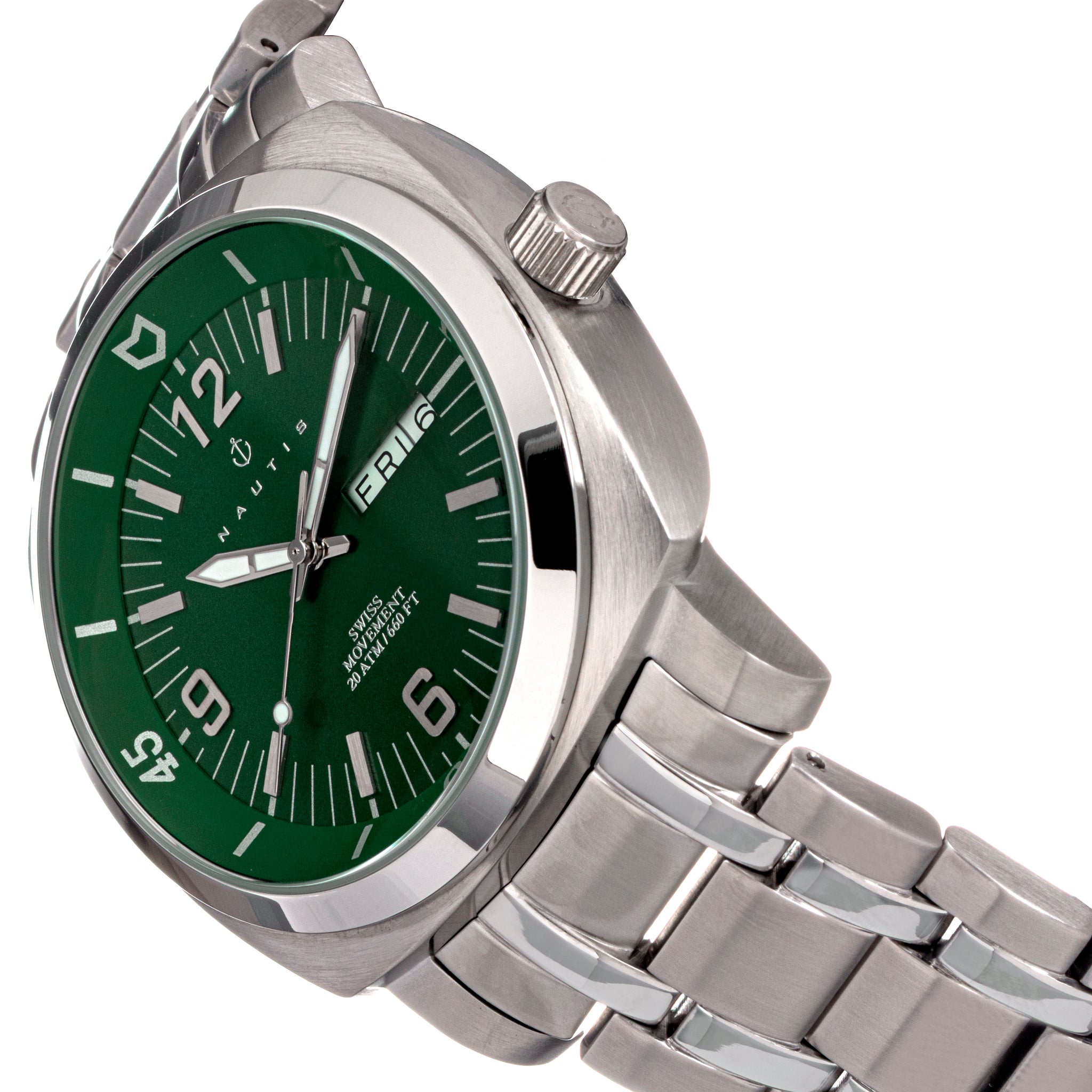 Nautis Stealth Bracelet Watch w/Day/Date - Green - GL2087-A