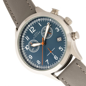 Elevon Antoine Chronograph Leather-Band Watch w/Date - Grey/Blue - ELE113-6