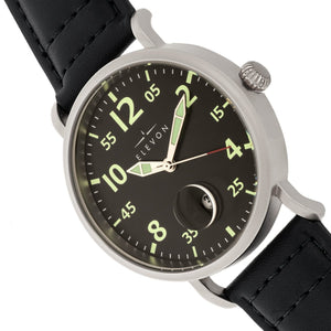 Elevon Von Braun Leather-Band Watch w/Date - Silver/Black - ELE112-2