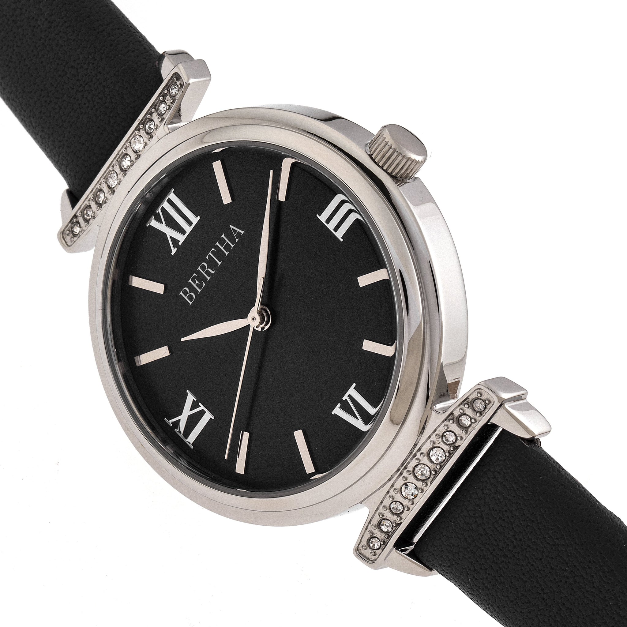 Bertha Jasmine Leather-Band Watch - Black - BTHBR9601