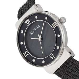 Bertha Dawn Mother-of-Pearl Cable Bracelet Watch - Black - BTHBR9702