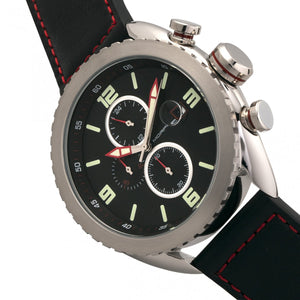 Morphic M64 Series Chronograph Leather-Band Watch w/ Date - Silver/Black - MPH6402