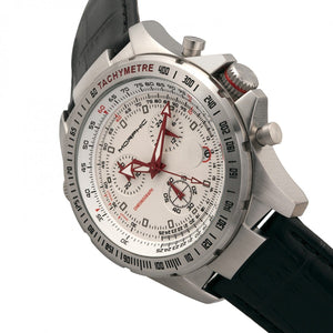 Morphic M36 Series Leather-Band Chronograph Watch - Silver/White - MPH3601