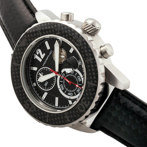 Morphic M51 Series Chronograph Leather-Band Watch w/Date - Silver/Black - MPH5101