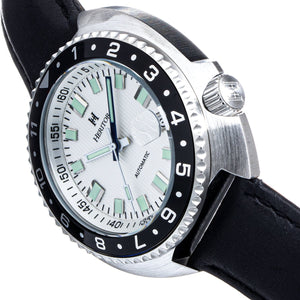 Heritor Automatic Pierce Leather-Band Watch w/Date - White/Black - HERHS1201