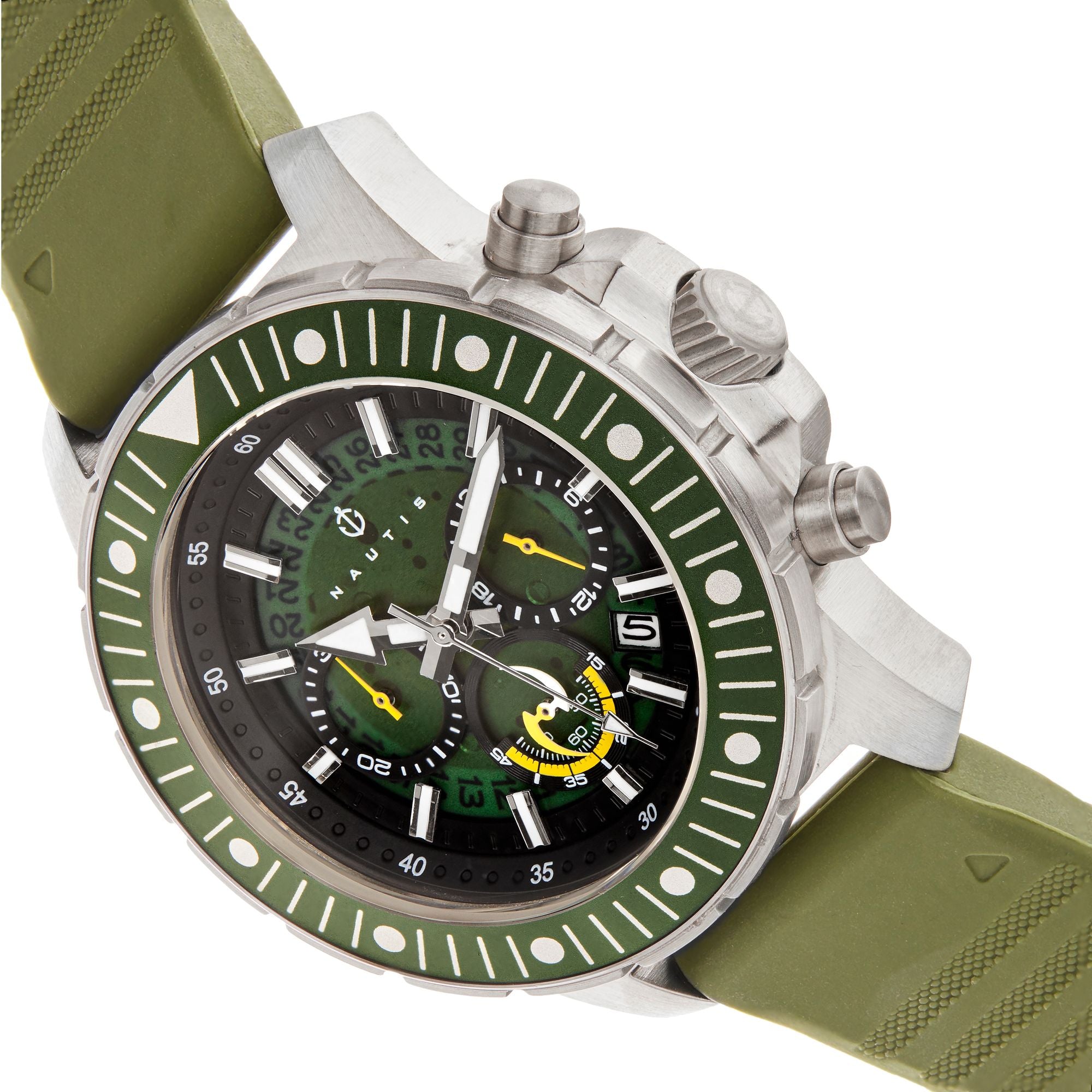 Nautis Caspian Chronograph Strap Watch w/Date - Olive - 21227G-E