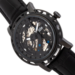 Reign Stavros Automatic Skeleton Leather-Band Watch - Black - REIRN3705