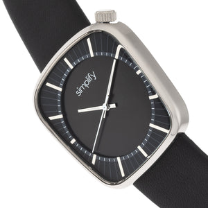 Simplify The 6800 Leather-Band Watch - Silver/Black - SIM6802