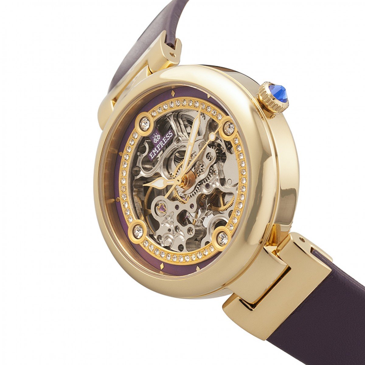 Empress Adelaide Automatic Skeleton Leather-Band Watch - Purple  - EMPEM2506