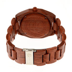 Earth Wood Cypress Skateboard-Dial Bracelet Watch w/Magnified Date - Red - ETHEW4003