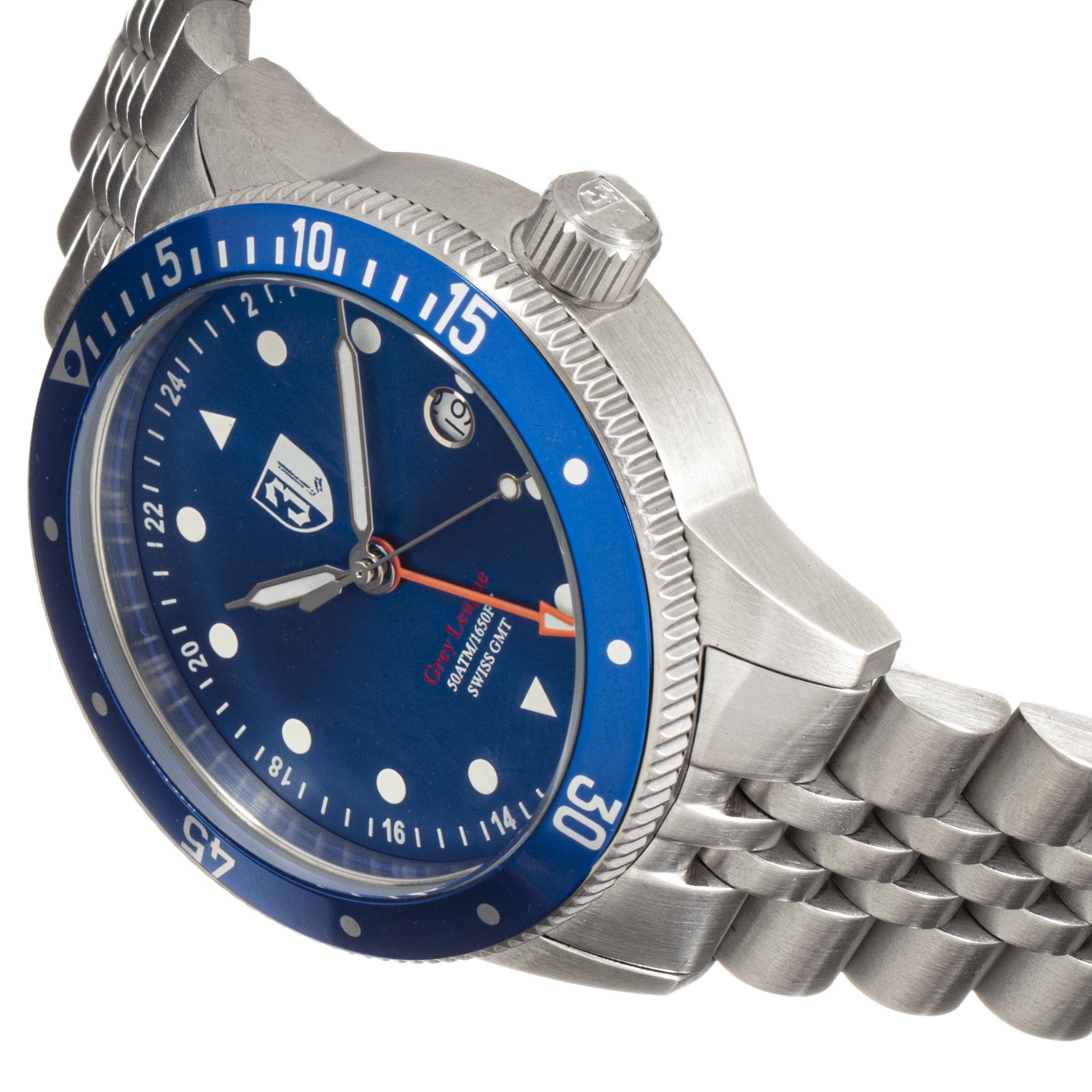 Three Leagues Grey Bracelet Watch w/Date - Blue - TLW3L206