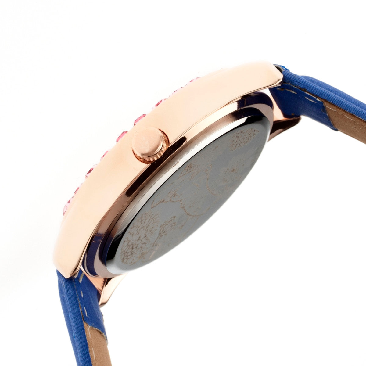 Boum Chic Mirror-Dial Leather-Band Ladies Watch - Rose Gold/Blue - BOUBM2004