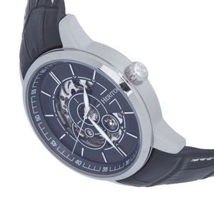 Heritor Automatic Davies Semi-Skeleton Leather-Band Watch - Silver/Black - HERHS2502