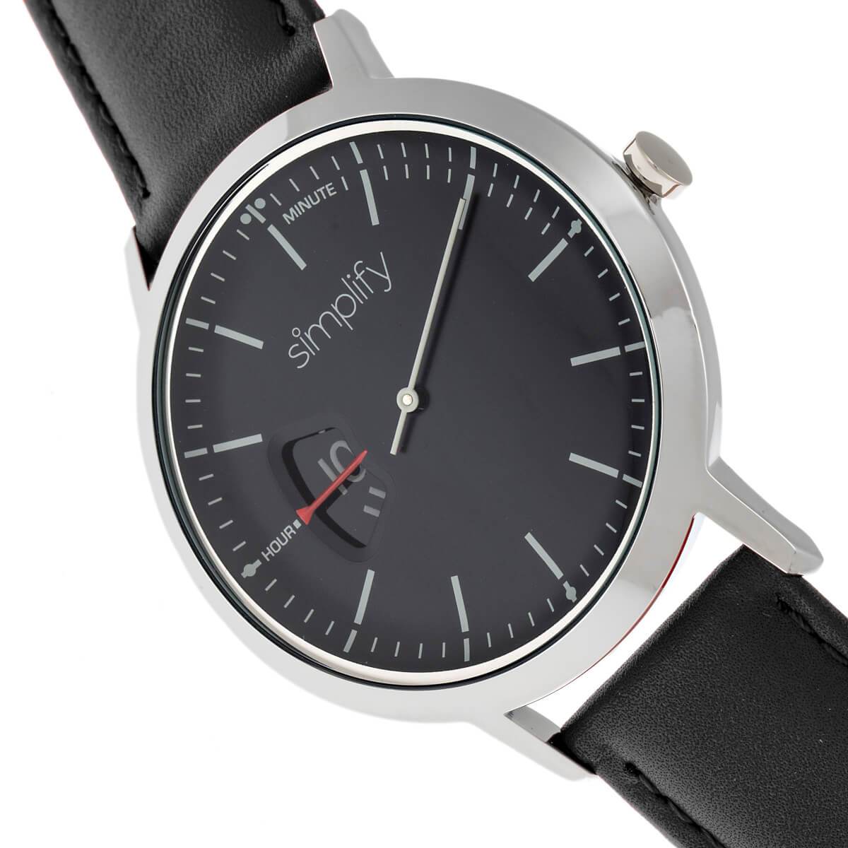 Simplify The 6500 Leather-Band Watch - Black - SIM6502
